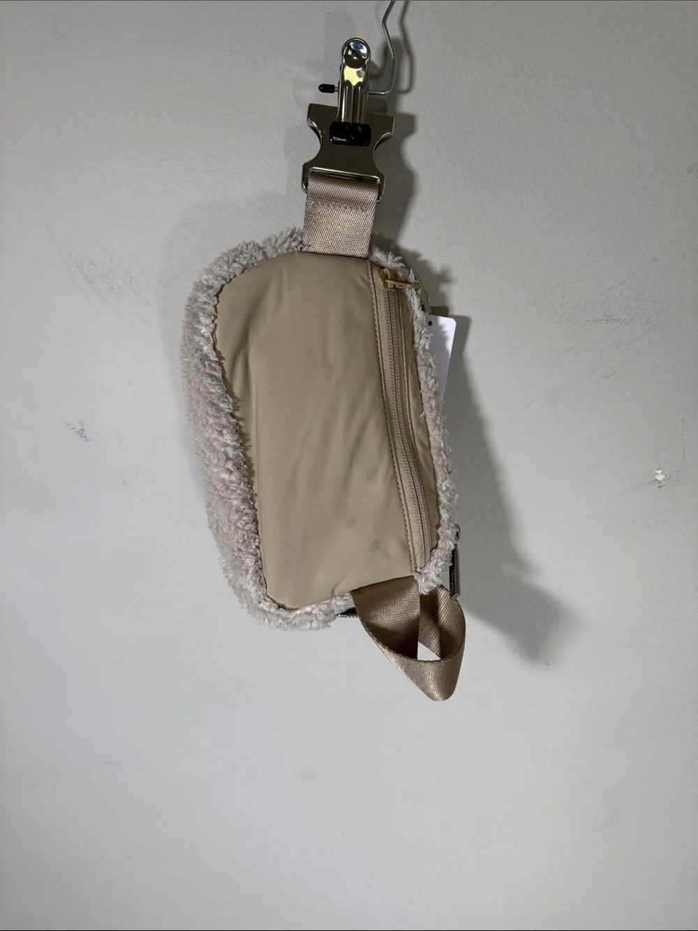 Lululemon Cream Sherpa Fleece Everywhere Belt Bag Gold Hardware